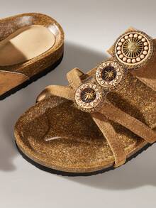 Solecia Women's Breathable Sandals, Outdoor Casual Vacation Flat Slippers - Brown - View 5