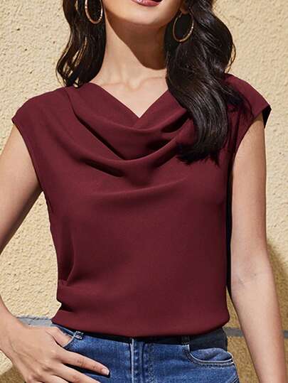 SHEIN Clasi Blusa sin mangas de unicolor elegante para mujer