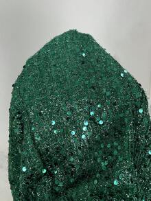 Amorya 女士优雅亮片装饰高腰短裤，适合春、夏、秋、冬各季节的派对、约会、晚宴等场合。 - 黑/綠 - 查看 7