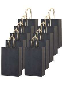 1/6/12/14 pièces, Petit sac cadeau noir avec poignée, fabriqué en papier kraft, convient pour les anniversaires, mariages, Saint-Valentin, enterrements de vie de garçon, enterrements de vie de jeune fille, baby showers, cadeaux de mariage, emballage cadeau de Noël, sacs de fête, enterrements de vie de garçon et autres occasions - Noir - Voir 1