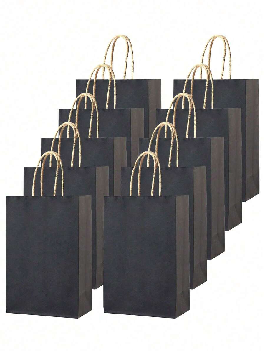 1/6/12/14 pièces, Petit sac cadeau noir avec poignée, fabriqué en papier kraft, convient pour les anniversaires, mariages, Saint-Valentin, enterrements de vie de garçon, enterrements de vie de jeune fille, baby showers, cadeaux de mariage, emballage cadeau de Noël, sacs de fête, enterrements de vie de garçon et autres occasions - Noir - Voir 1