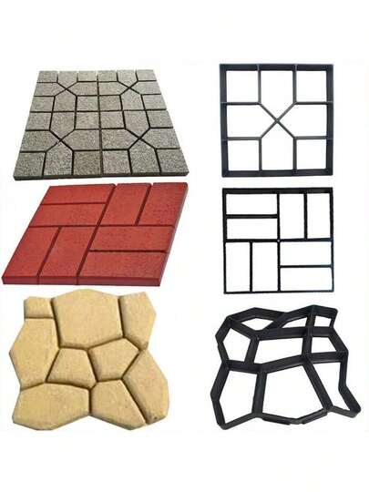 1 Set Reusable Concrete Mold Kit - DIY Pathway Creator - Paving Mold For Customized Stepping Stones - Enhance Your Garden Yard Aesthetics Concrete Pavement Stepping Stone Mold Garden Lawn Path Paving Tread