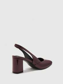 CUCCOO BIZCHIC Women's Fashion Black Open Back Pointed Toe Chunky Heels Pumps, Classic Minimalist Design For Commuting, Dating, Party, Holiday, Wedding Valentine's Day - Smoked Brown - View 9