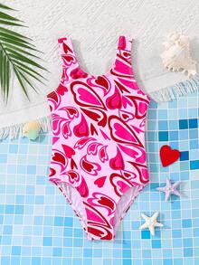 Emery Rose Kids Emery Rose Kids Áo tắm liền thân thời trang in hình trái tim dành cho bé gái - Hồng - Xem 6