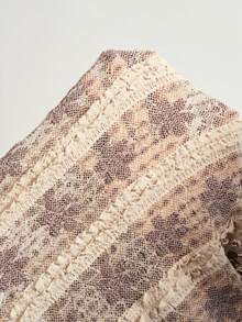 Bohemela 女士休闲纯色针织蕾丝长袖V领上衣 - 杏色 - 查看 8