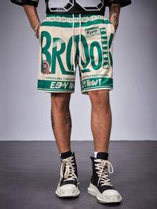 AXEPEAK Men's Loose Digital Print Knit Shorts - Green - View 5