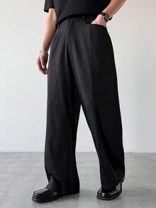 HUEFORM 成熟休闲黑色斜插口袋男士直筒裤 - 黑色 - 查看 3