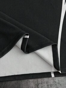 AXEPEAK Men's Casual Contrast Color Letter Print Short Sleeve T-Shirt And Shorts Set, Summer - Black and White - View 9