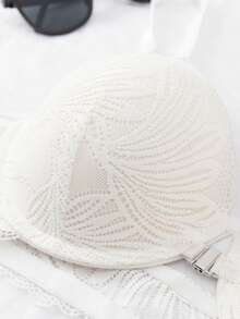 DesireSculpt 1件性感蕾丝加垫钢圈聚拢前扣文胸 - 白色 - 查看 7