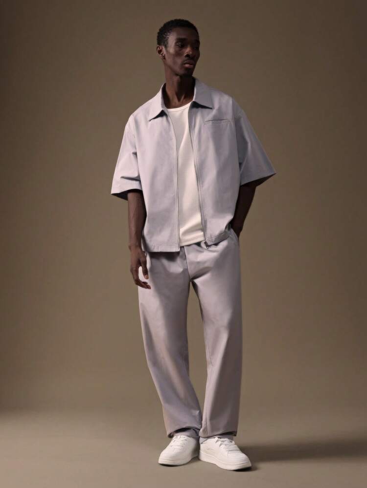 Zip Up Shirt And Pants Co-Ord Set