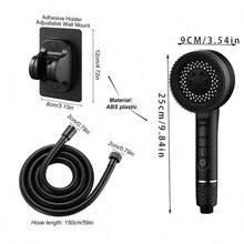 1pc/3pcs High Pressure Shower Head With Filter, Bathroom Handheld Shower Sprayer, Massage Rainfall Showerhead With 1.5m Shower Hose & ABS Holder Set - Black - View 5
