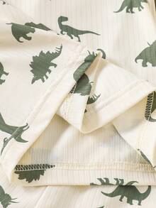 SHEIN Playful Pals 2件套婴儿幼儿男女通用0-3岁休闲可爱恐龙印花圆领T恤4件套，舒适易穿短袖夏季套装，适合6个月至3岁男婴，春夏服装，日常穿着，外出和居家皆宜。 - 彩色 - 查看 5