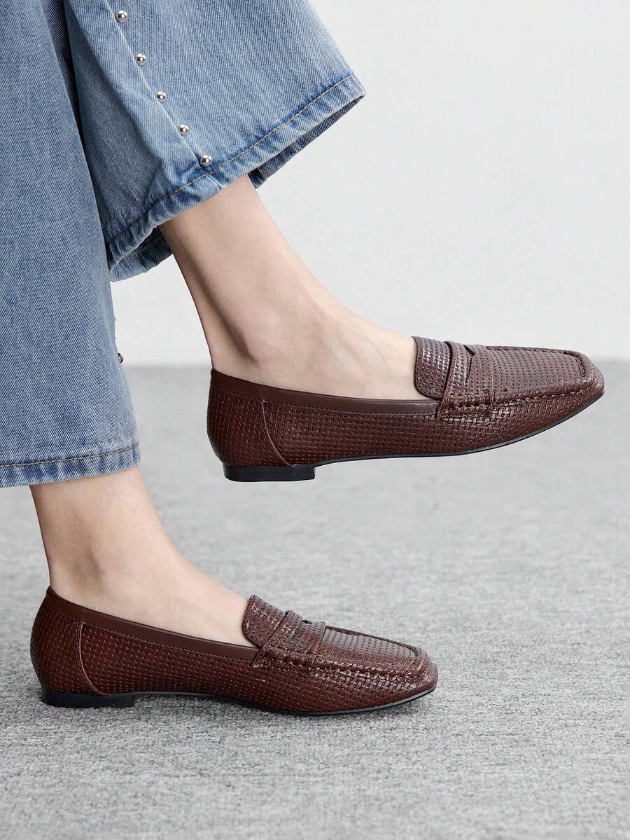CUCCOO BIZCHIC Korean Style Flat Mule Slippers For Women, Square Toe Slip-On Backless Casual Sandals, Versatile For Spring & Summer Valentine's Day - Brown - View 1