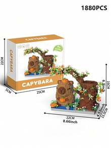 Capybara Capybara Building Block Pencil Case/Panda Pencil Case DIY Creative And Educational Assembly Block Model Ornaments Ornaments Multifunctional Office Supplies Cosmetics, Handicrafts Storage Box Perfect Birthday Gift One