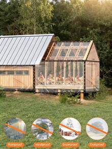 1 Stück Oversized transparenter wasserdichter Sonnenschutz-Pavillon für Garten, Terrasse, Veranda, Pavillon, Pflanzen, Camping, wasserdicht, schneedicht. Outdoor Garten Werkzeug Pavillon, Outdoor Garten Zubehör, Weihnachtsdekoration Outdoor Garten Pavillon, wasserdichte Plane - transparent - Übersicht 5
