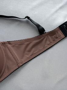DesireSculpt Women's Rhinestone Decorated Spaghetti Strap Underwire Bra - Brown - View 8
