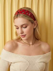 Joivida 甜美酷炫镂空红色宽发箍 韩版小众复古高端蓬松发饰 - 彩色 - 查看 4