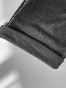 FavEase Women's Fleece Elastic Waist Solid Color Pleated Casual Sweatpants - Dark Grey - View 6