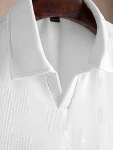 Core Aspect 男士纹理休闲 Polo 衫 Manfinity Homme 男士夏季纯色短袖休闲通勤 Polo 衫 男士高尔夫球衫 白色 Polo 衫 男士 男士短袖 Polo 衫