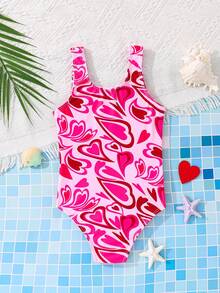 Emery Rose Kids Emery Rose Kids Áo tắm liền thân thời trang in hình trái tim dành cho bé gái - Hồng - Xem 2