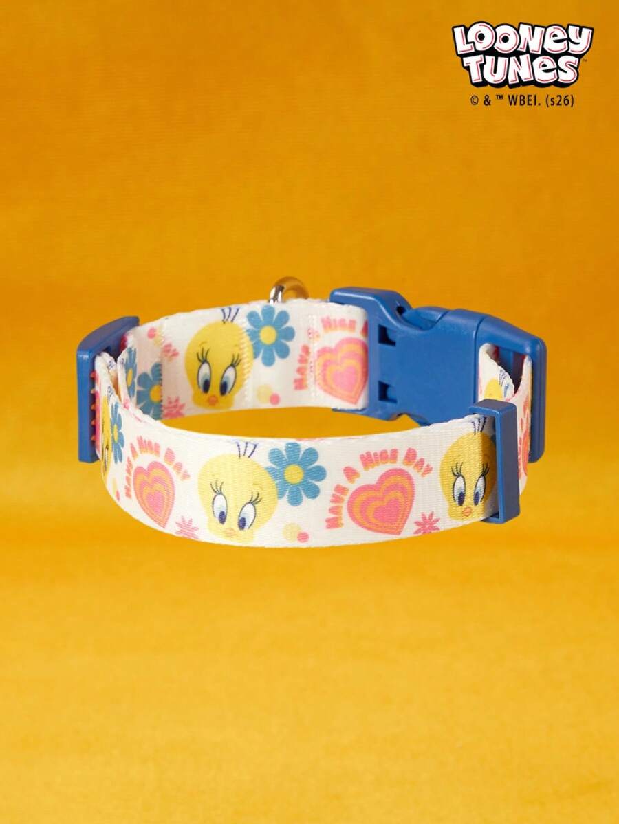 LOONEY TUNES X PETSIN 卡通花卉印花宠物基础款狗项圈 - 藍色 - 查看 1