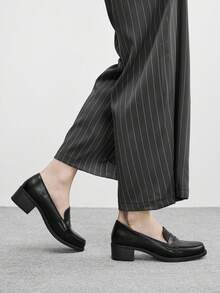 CUCCOO BIZCHIC Women's PU Leather Fashionable High Heel Shoes, Versatile For Daily Wear - Black - View 3