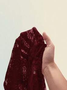 SHEIN ICON 大码女式露肩长袖蕾丝喇叭袖红色T恤 - 紅色 - 查看 11