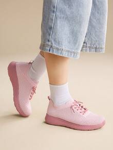 CUCCOO EASI Women's Casual Soft Bottom Breathable Mesh Shoes, Low Vamp Mesh Fabric Shoes, Versatile Shoes - Pink - View 8