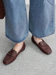 CUCCOO BIZCHIC Korean Style Flat Mule Slippers For Women, Square Toe Slip-On Backless Casual Sandals, Versatile For Spring & Summer Valentine's Day - Brown - View 4