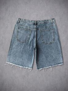 Manfinity ZONE917 Unisex Rhinestone Embellished Denim Shorts - Blue - View 2