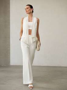 MOTF PREMIUM 女士花卉刺绣无袖开衫，春夏款 - 米色 - 查看 6