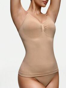 SHAPORA Áo lót hai dây dành cho nữ, thiết kế không đường may, tạo sự thoải mái khi mặc nhiều lớp vào mùa thu/đông và tôn dáng. - Màu be - Xem 6