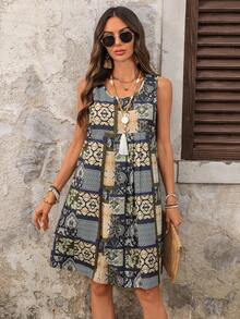 EMERY ROSE 女士度假风方格佩斯利花纹无袖梭织连衣裙 - 彩色 - 查看 7