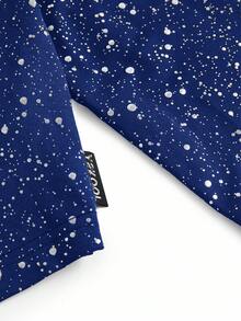 Y2Kool 女士金属银箔波点印花修身长袖T恤，适合派对、万圣节、Y2K街头风、秋冬休闲时尚服饰系列、新年装扮、辣妹风印花上衣、黑色上衣 - 藍色 - 查看 5