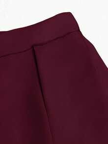 EMERY ROSE A-Line Solid Color High Waist Skirt Maxi Women - Burgundy - View 5