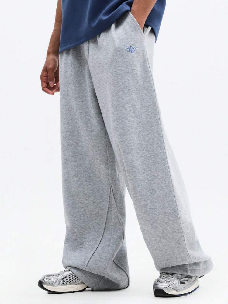Relaxed Fit Heathered Sweatpants With Clean Waistband