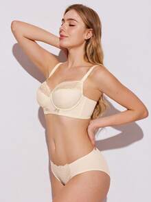 LUVLETTE Breathable Lace Elegance Push-Up Balconette Corset Lingerie Lounge Curve White Minimizer Bridal Intimates Bra Lingerie As Outerwear - White - View 6