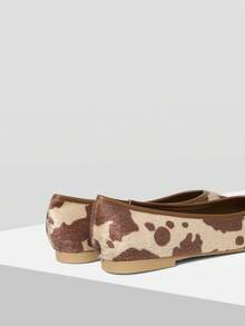 MOTF WOMEN'S FASHION COMMUTER COW PRINT PLUSH FLAT SHOES VALENTINE'S DAY - Brown - View 4
