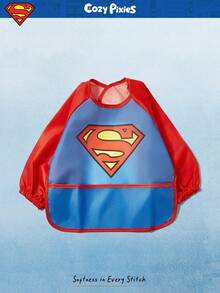 SUPERMAN X Cozy Pixies 1pc Baby Superhero Print Waterproof Long Sleeve Bib - Multicolor - View 3
