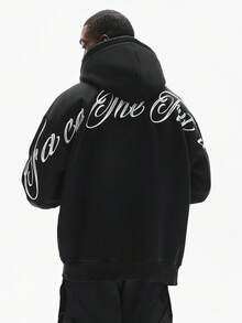 STYNVO Men's Casual Letter Print Hoodie, Autumn/Winter Black Graphic Hoodies Gothic Hoodie Customize Hoodie Men Hoodie - Black - View 3