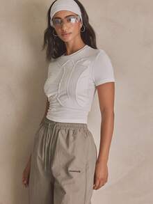 MUSERA Áo thun crop top ôm dáng, in họa tiết rách, thích hợp cho mùa hè, thể thao, thường ngày, phong cách đường phố, thời trang đường phố mùa xuân. - trắng - Xem 3