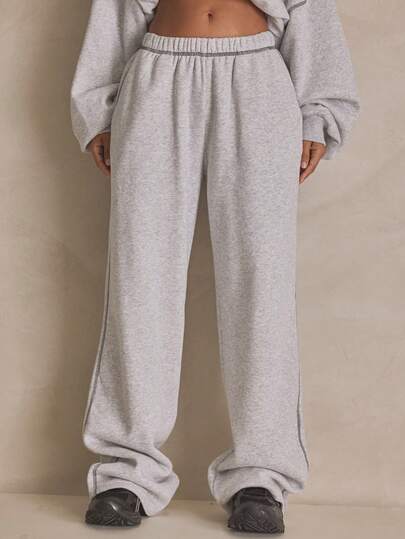 MUSERA 撞色缝线弹力腰直筒运动裤，适合夏季、运动、休闲、日常、街头风格等各种场合。