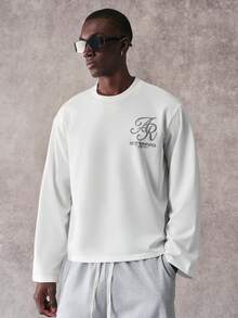 STYNVO 男士休闲字母印花长袖T恤，春秋季 - 白色 - 查看 2