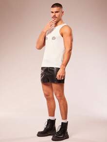 FeverCity Men's Summer Fashion Rhinestone Red Lip Tank Top - White - View 5