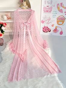 PetitDoll 2pcs/Set Lace Patchwork Sexy Nightgown Set, Valentine's Day