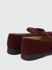 Sleekvia Casual Versatile Commuting Fringe Decor Flat Loafers - Burgundy - View 9