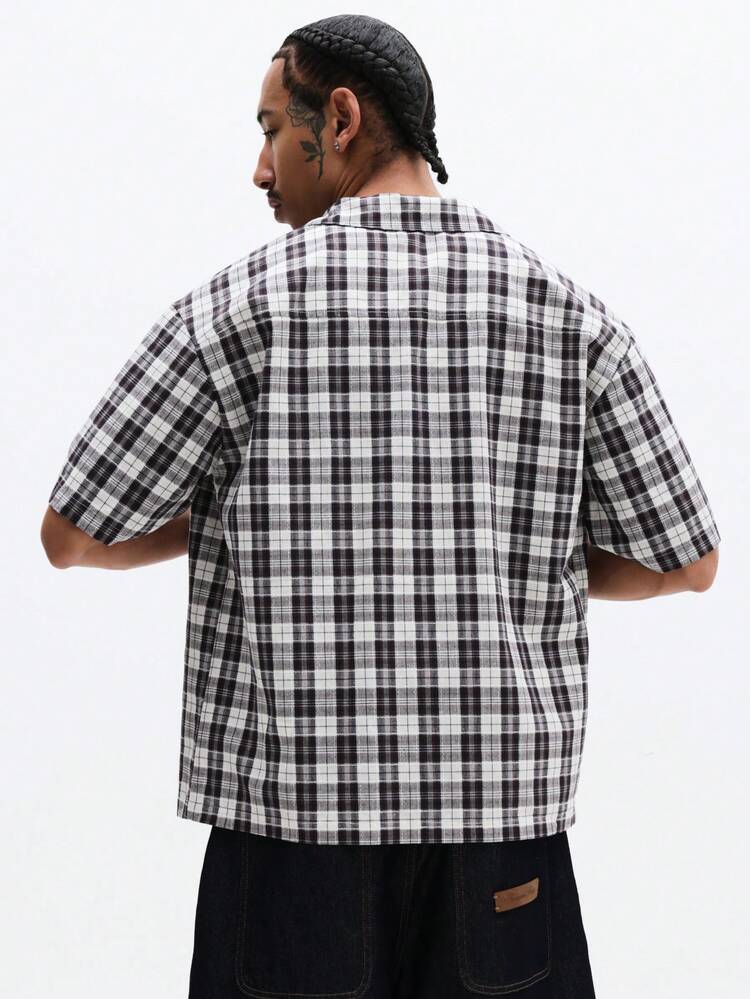 Relaxed Fit Plaid Check Short Sleeve Shirt