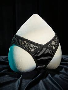 SpicyHot Extremely Sexy Women's Lace Patchwork Open Crotch Panties - Black - View 5