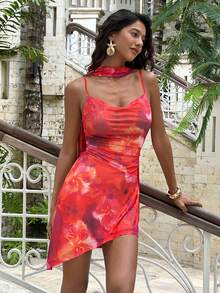 Opulessa Women's Floral Print Casual Vacation Date Party Mini Slip Dress - Pink - View 6