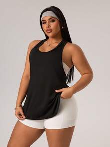 Rhythm Era 女士字母印花休闲健身运动背心 - 黑色 - 查看 3